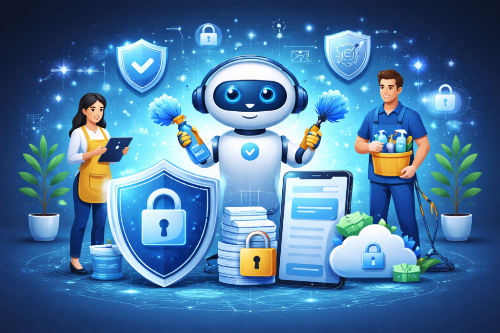 Data Privacy, Security, and Trust in Cleaning Chatbots